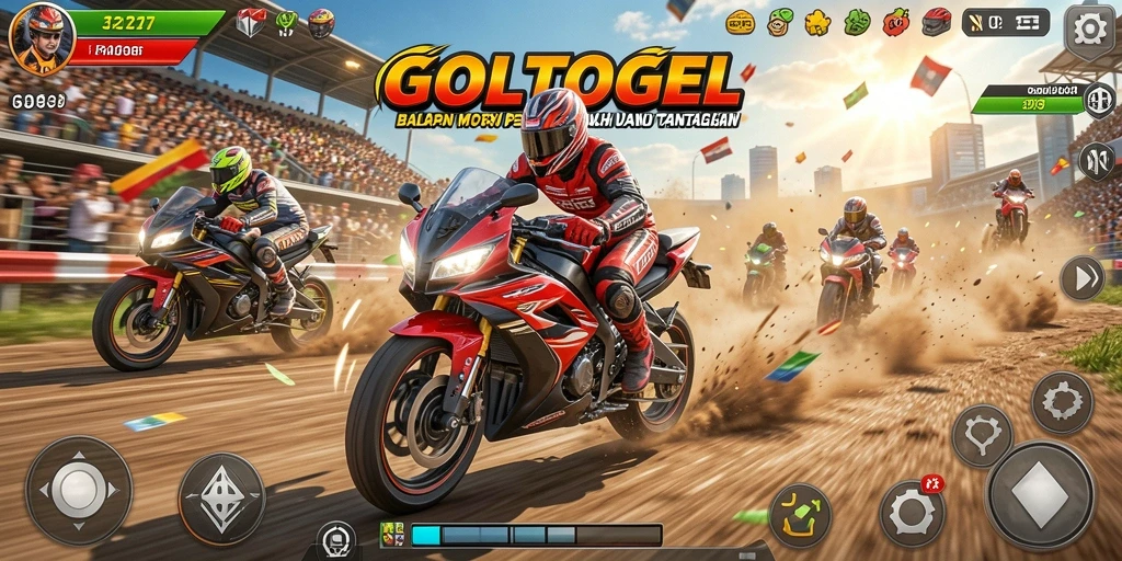 Gameplay menegangkan di GOLTOGEL saat balapan motor.