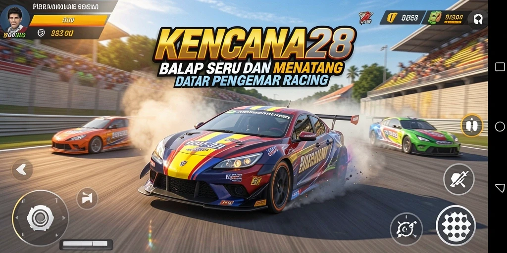 Tampilan gameplay seru balapan di KENCANA28.