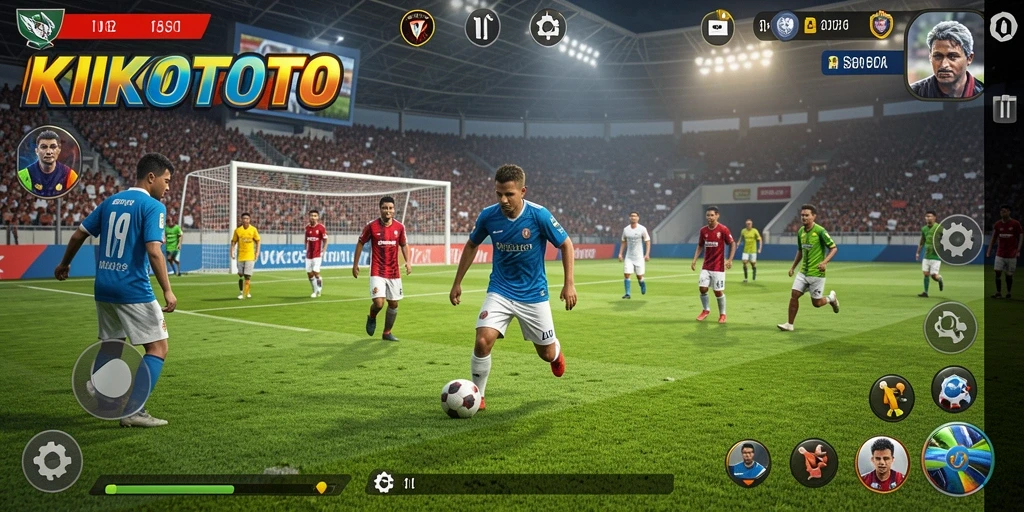 Tampilan gameplay KIKOTOTO yang mengasyikkan dalam pertandingan sepak bola.