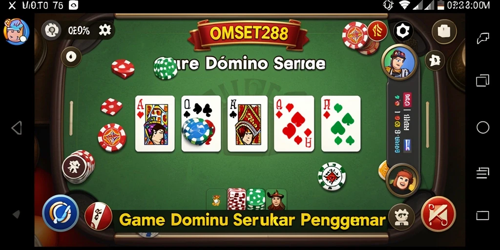 Screenshot menunjukkan gameplay seru dari OMSET288 dalam permainan Domino.