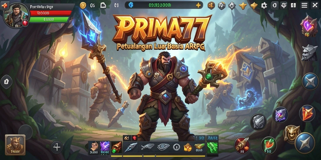 Tampilan aksi seru dalam gameplay ARPG PRIMA77.